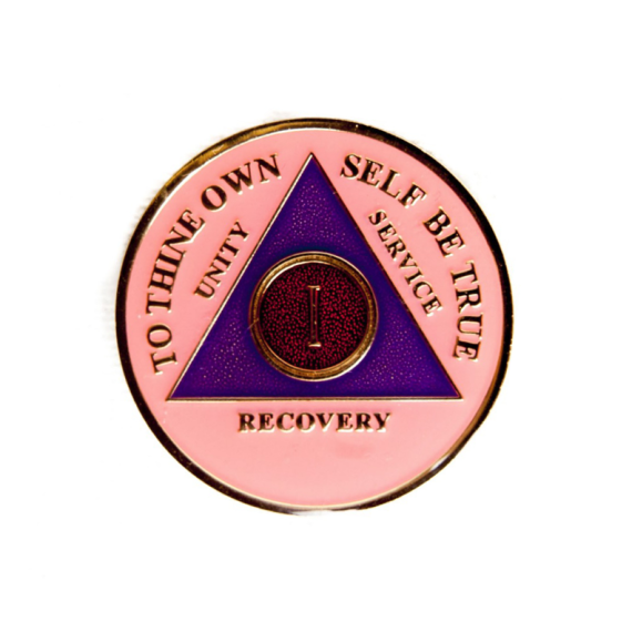 AA Tri-Plate Medallion Pink and Purple with Red Center