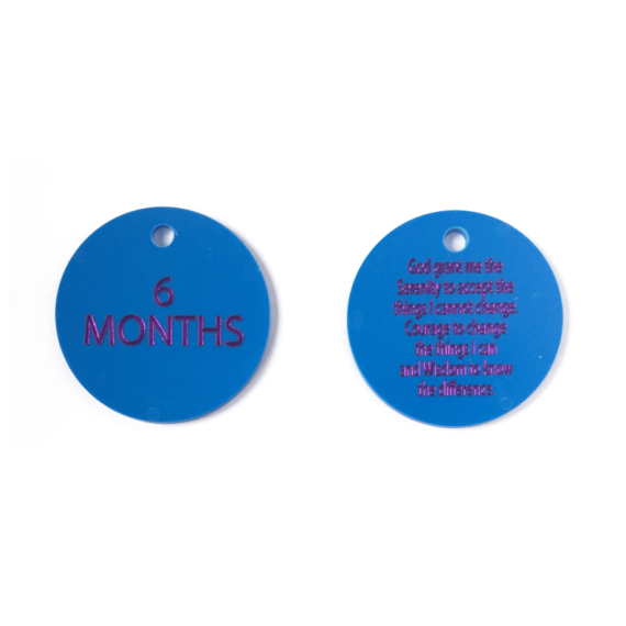 Plastic Chip 6 - 6 Months (comes with 4" nickel silver ball chain)