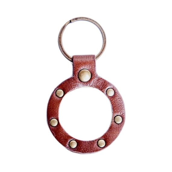 Bezel - Leather Two Sided Clear Medallion Holder (Round Studded)