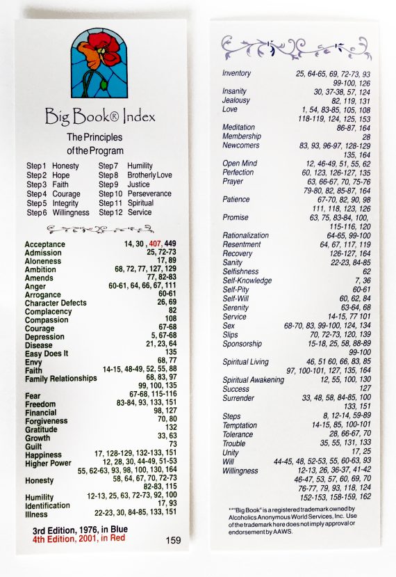 W159 Bookmarks - Big Book Index Bookmark
