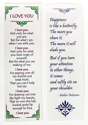 W166 Bookmarks - I Love You / Happiness Bookmark