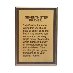 WP - Etched metal on wood. Seventh Step Prayer