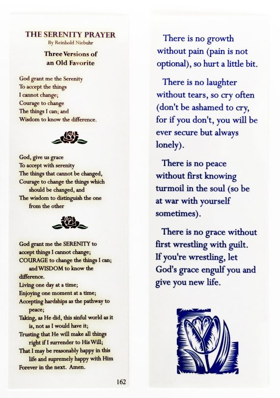 W162 Bookmarks - Serenity Prayer Bookmark