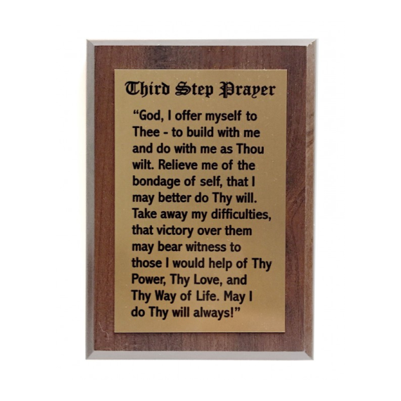 WP - Etched metal on wood. Third Step Prayer
